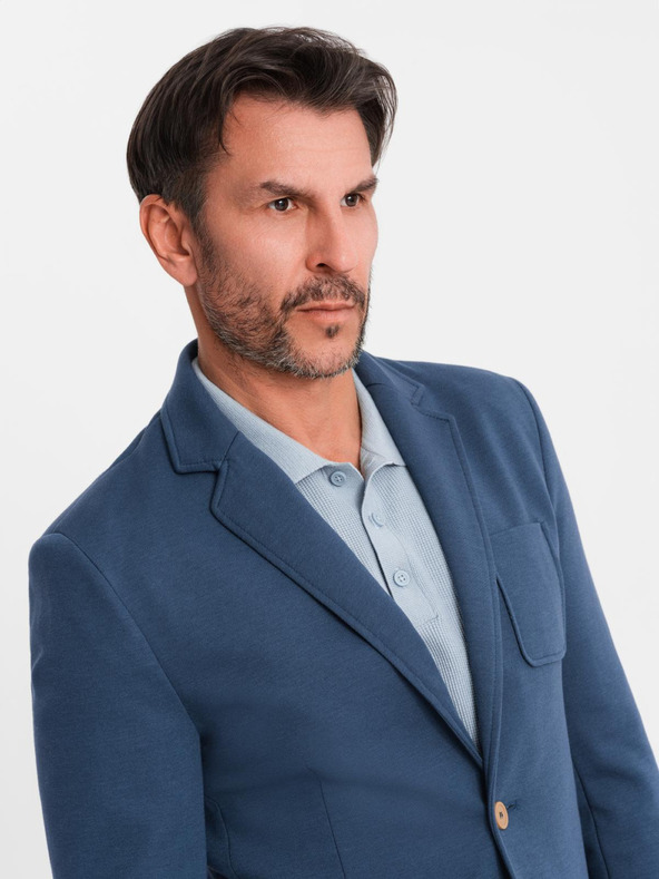 Ombre Clothing Herren blaues Sakko SLIM mit feiner Textur