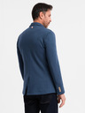 Ombre Clothing Herren blaues Sakko SLIM mit feiner Textur
