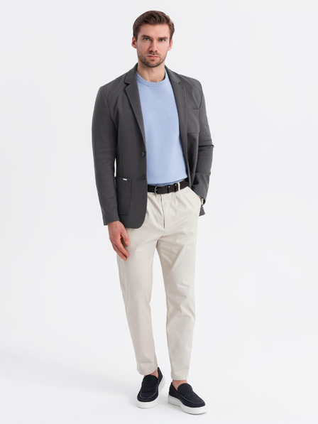 Ombre Clothing Herren graues Sakko SLIM aus fein strukturiertem Strick