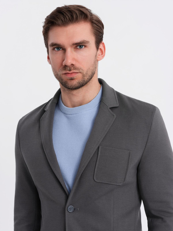 Ombre Clothing Herren graues Sakko SLIM aus fein strukturiertem Strick