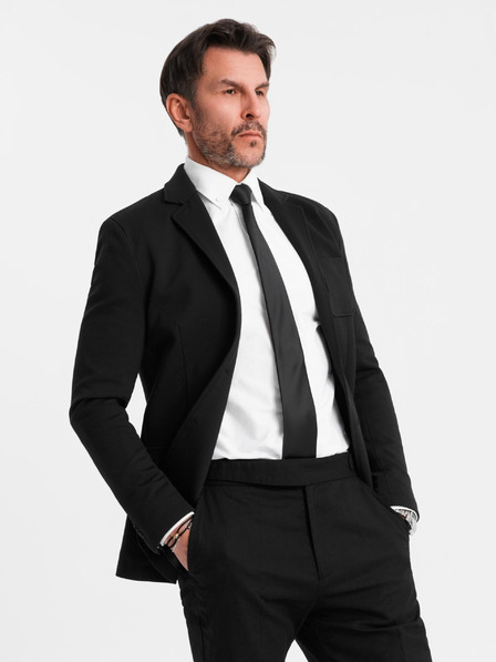 Ombre Clothing Herren schwarzes Sakko SLIM mit feiner Textur