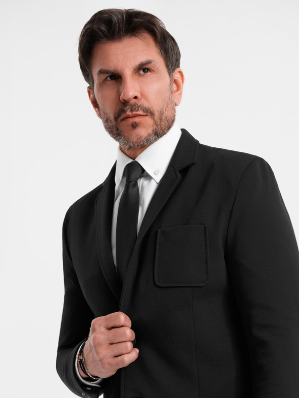 Ombre Clothing Herren schwarzes Sakko SLIM mit feiner Textur