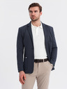 Ombre Clothing Herren dunkelblau Sakko SLIM aus fein strukturiertem Strick