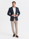 Ombre Clothing Herren dunkelblau Sakko SLIM aus fein strukturiertem Strick