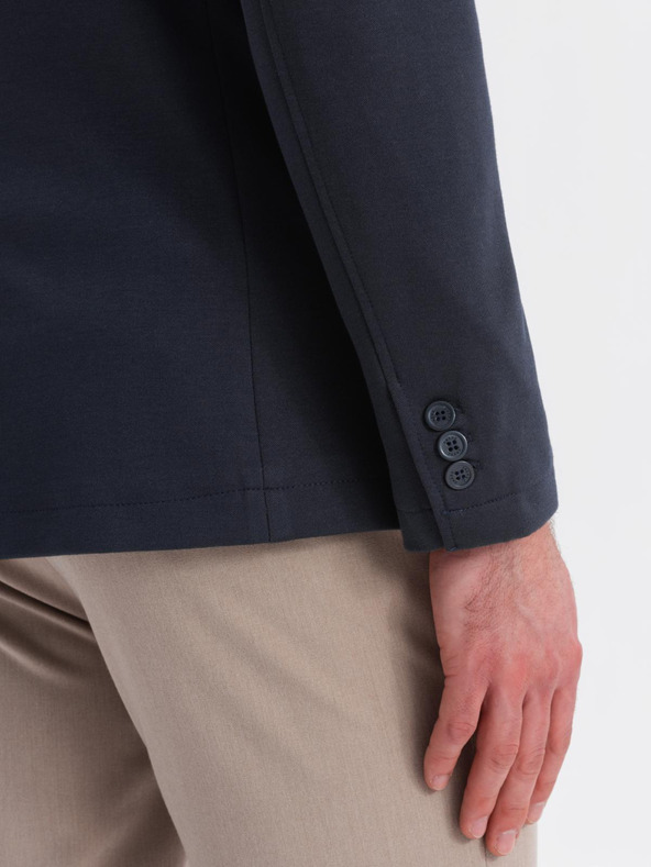 Ombre Clothing Herren dunkelblau Sakko SLIM aus fein strukturiertem Strick