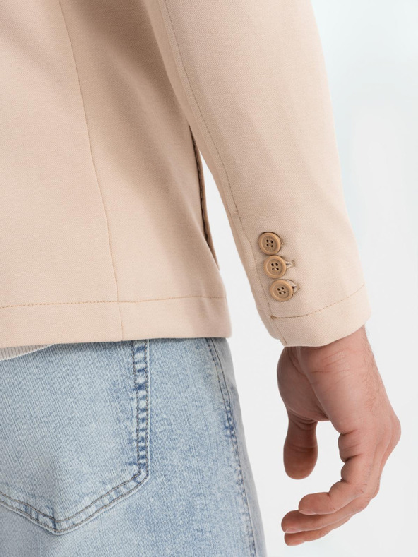 Ombre Clothing Herren beiges Sakko SLIM aus fein strukturiertem Strick