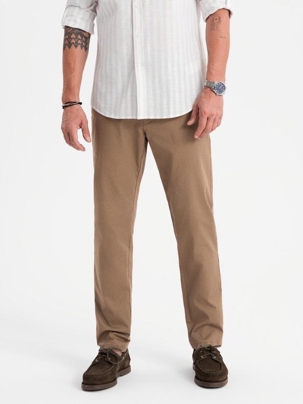 Ombre Clothing Herren Chino-Hose REGULAR FIT mit feiner Struktur - dunkelbeige