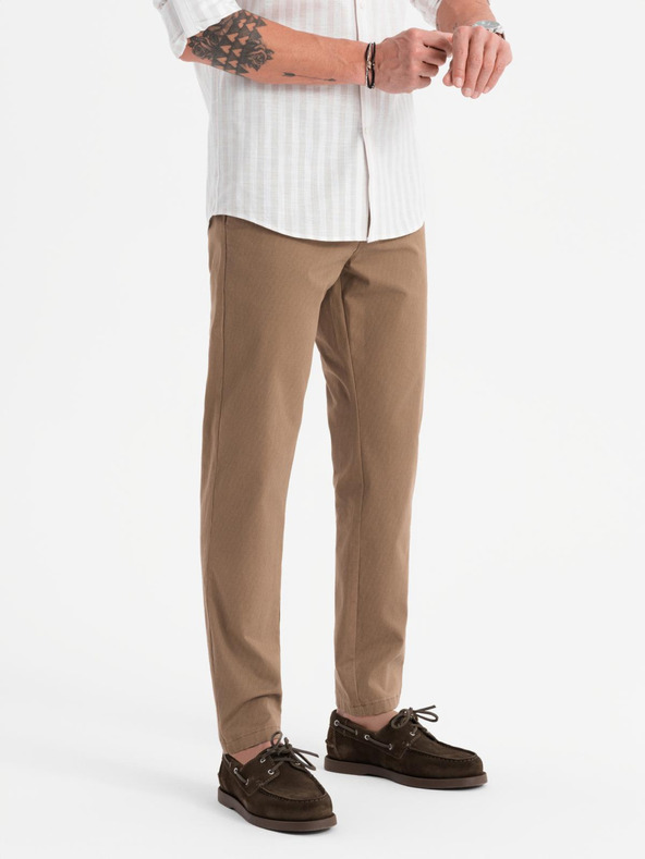 Ombre Clothing Herren Chino-Hose REGULAR FIT mit feiner Struktur - dunkelbeige
