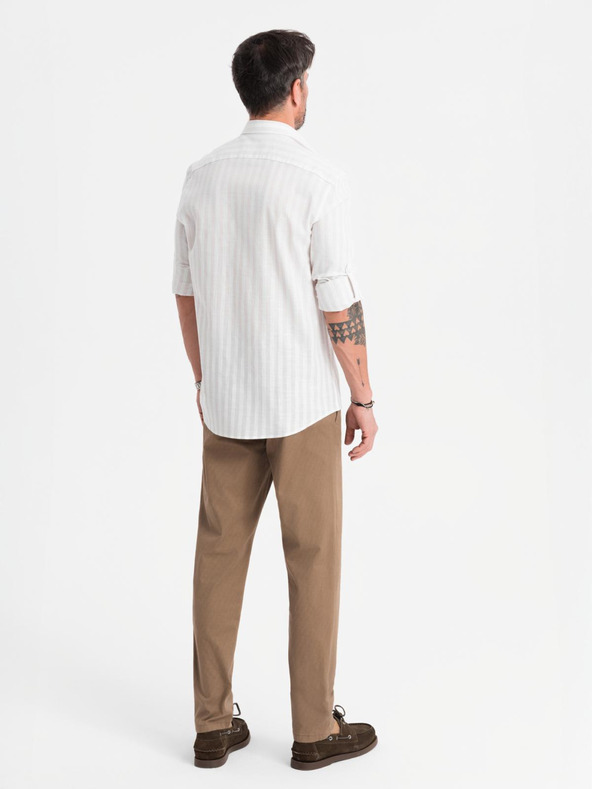 Ombre Clothing Herren Chino-Hose REGULAR FIT mit feiner Struktur - dunkelbeige