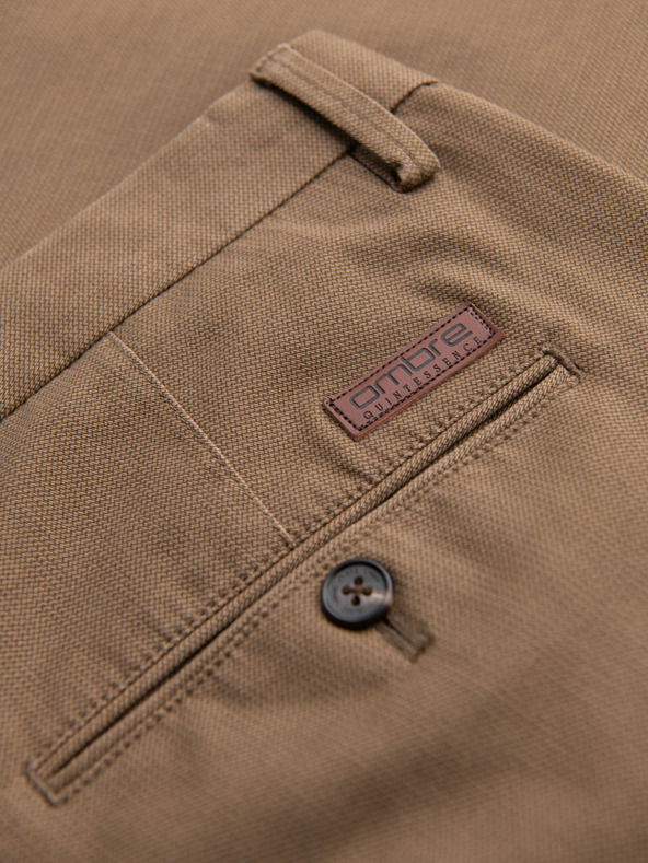 Ombre Clothing Herren Chino-Hose REGULAR FIT mit feiner Struktur - dunkelbeige