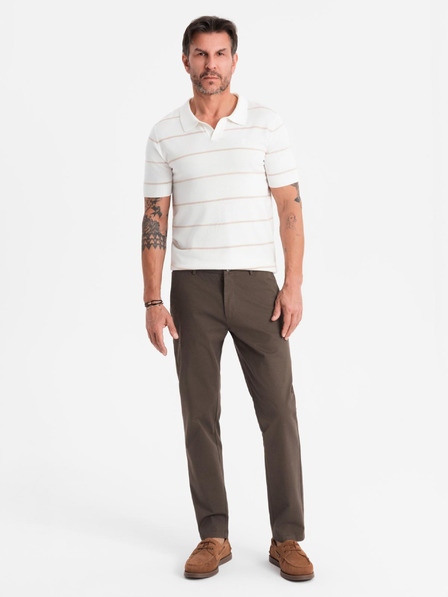 Ombre Clothing Herren Chino-Hose REGULAR FIT mit feiner Struktur - braun