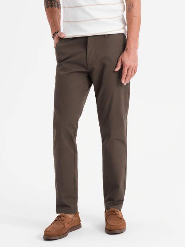 Ombre Clothing Herren Chino-Hose REGULAR FIT mit feiner Struktur - braun
