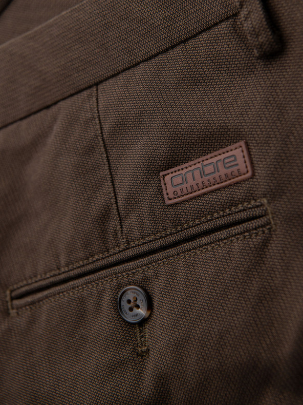 Ombre Clothing Herren Chino-Hose REGULAR FIT mit feiner Struktur - braun