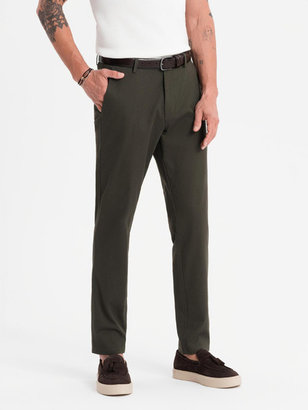 Ombre Clothing Herren Chino-Hose REGULAR FIT mit feiner Struktur - dunkelgrün