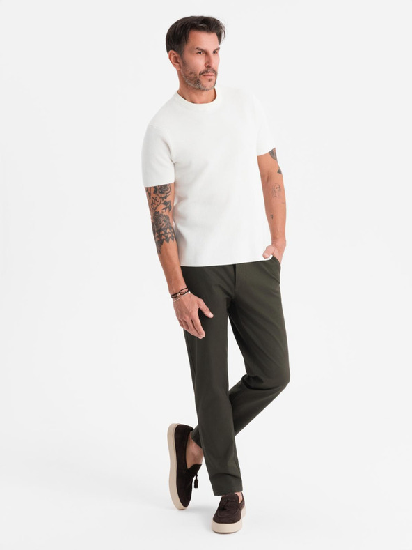 Ombre Clothing Herren Chino-Hose REGULAR FIT mit feiner Struktur - dunkelgrün