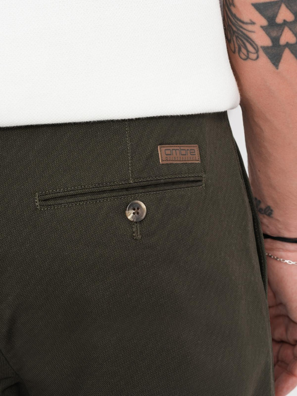 Ombre Clothing Herren Chino-Hose REGULAR FIT mit feiner Struktur - dunkelgrün