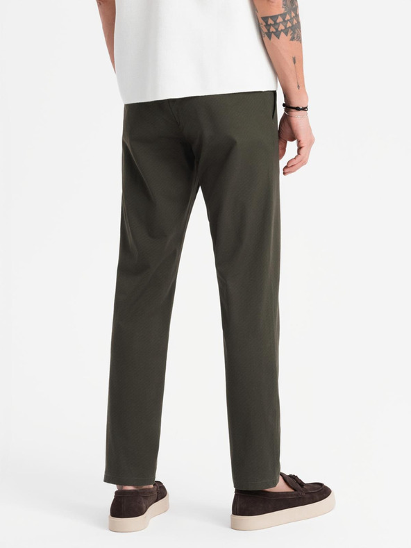 Ombre Clothing Herren Chino-Hose REGULAR FIT mit feiner Struktur - dunkelgrün