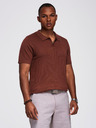 Ombre Clothing Herren Poloshirt ohne Knöpfe mit klassischer Bindung - dunkelbraun