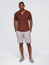 Ombre Clothing Herren Poloshirt ohne Knöpfe mit klassischer Bindung - dunkelbraun