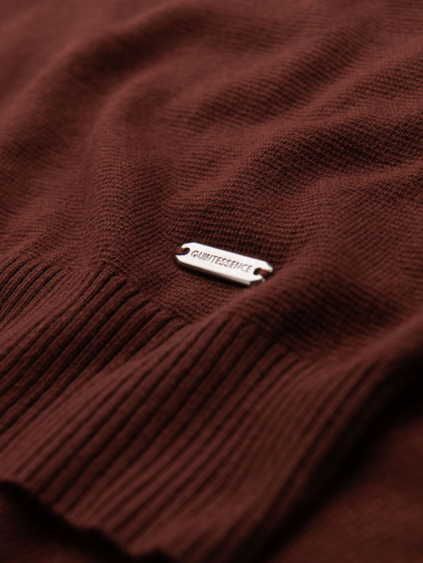 Ombre Clothing Herren Poloshirt ohne Knöpfe mit klassischer Bindung - dunkelbraun