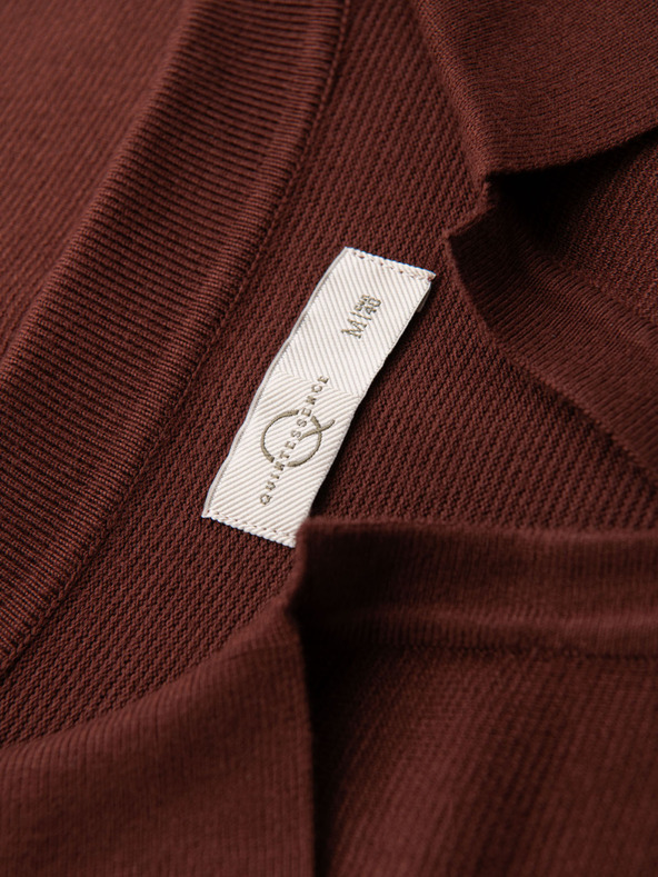 Ombre Clothing Herren Poloshirt ohne Knöpfe mit klassischer Bindung - dunkelbraun