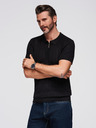 Ombre Clothing Herren Poloshirt mit Reißverschluss am Ausschnitt - schwarz