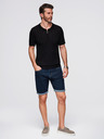 Ombre Clothing Herren Poloshirt mit Reißverschluss am Ausschnitt - schwarz