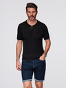 Ombre Clothing Herren Poloshirt mit Reißverschluss am Ausschnitt - schwarz