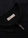 Ombre Clothing Herren Poloshirt mit Reißverschluss am Ausschnitt - schwarz