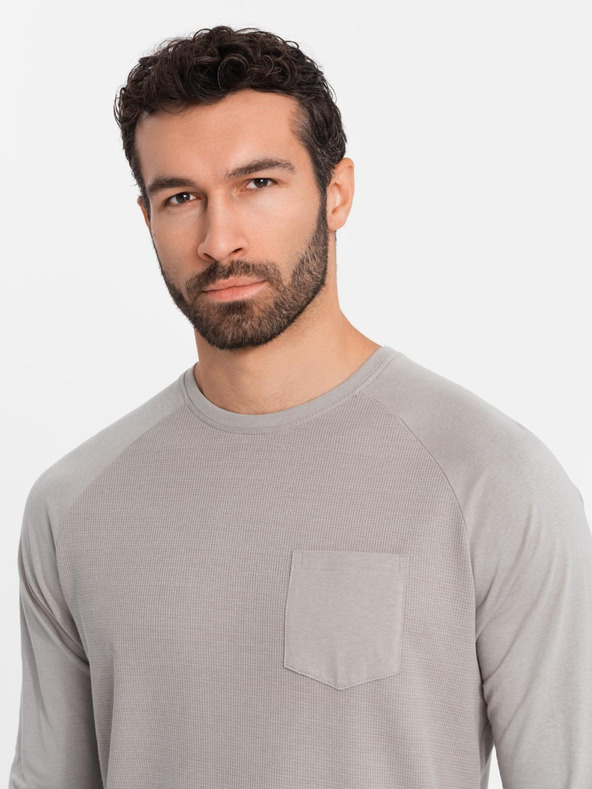 Ombre Clothing Herren graues Baumwoll-Langarmshirt