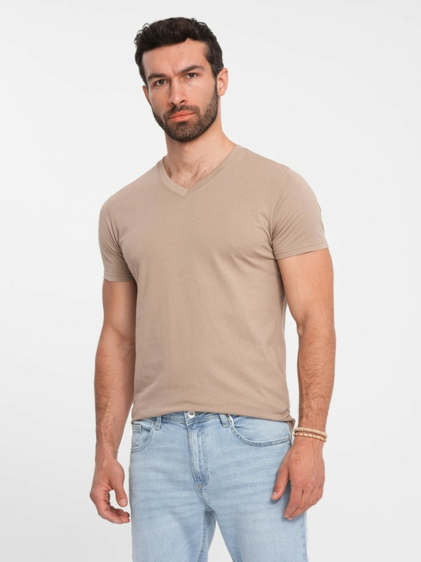Ombre Clothing Graues Herren T-Shirt aus Baumwolle mit Rundhalsausschnitt Ombre Clothing