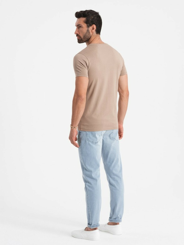 Ombre Clothing Graues Herren T-Shirt aus Baumwolle mit Rundhalsausschnitt Ombre Clothing