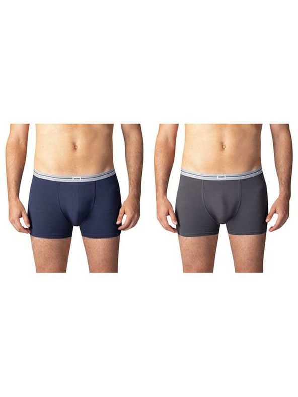 Bellinda Doppelpack Baumwoll-Boxershorts - grau - blau