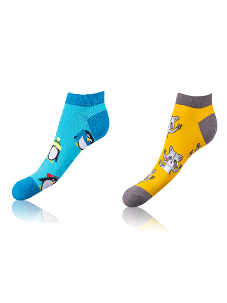 Bellinda Lustige niedrige Socken 2 Paar - gelb - blau - weiß