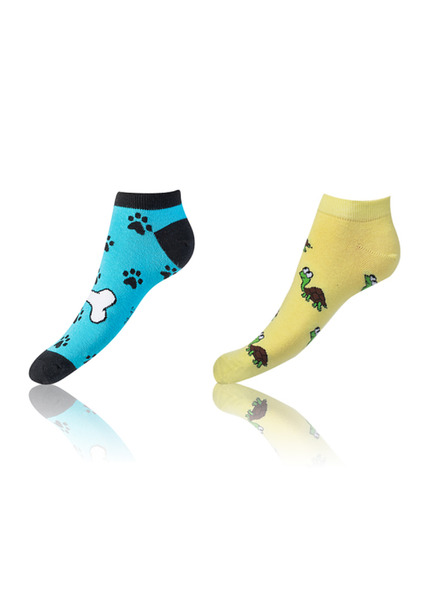 Bellinda Lustige niedrige Socken 2 Paar - gelb - hellblau - schwarz