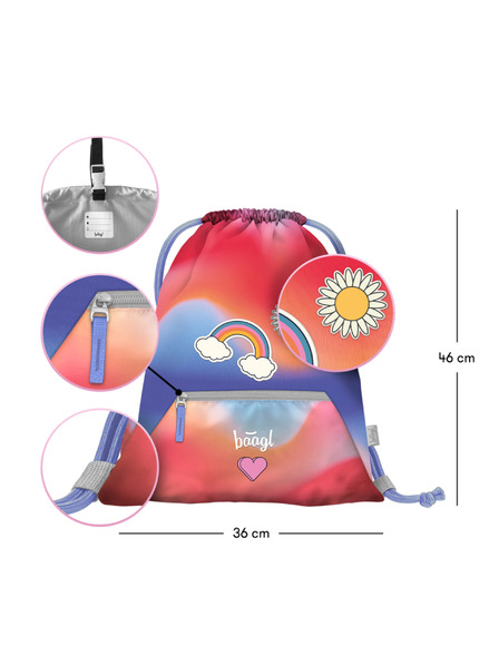 BAAGL  BAAGL 5 SET Airy Regenbogen rot: Rucksack, Federmäppchen, Beutel, Mappe, Box