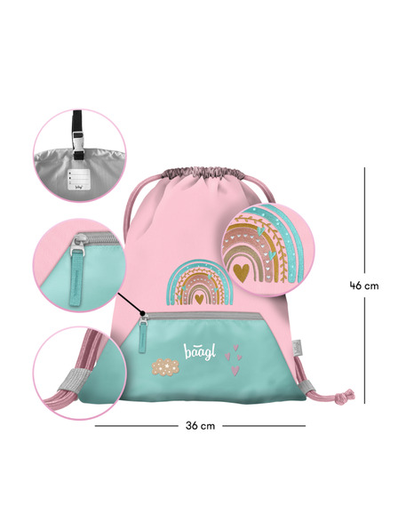 BAAGL  BAAGL 5 SET Zippy Regenbogen rosa: Schulranzen, Federtasche, Beutel, Mappe, Box