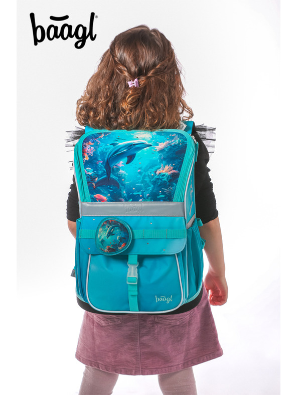 BAAGL  BAAGL SET 3 Zippy Delfin: Schulranzen, Federtasche, Beutel