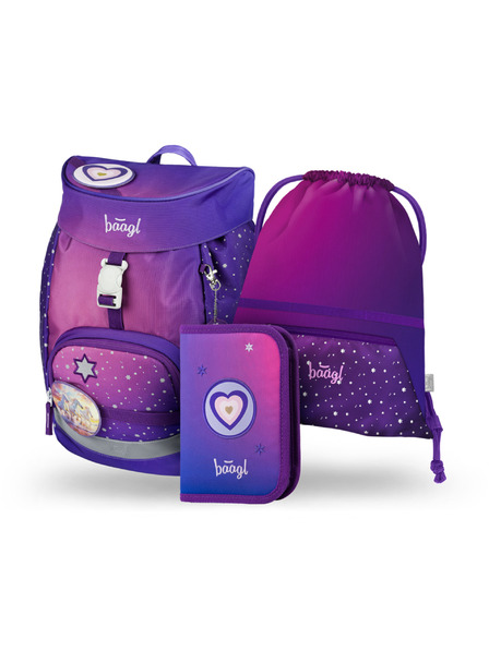 BAAGL  BAAGL SET 3 AIRY Pferde Herz: Rucksack, Federmäppchen, Beutel