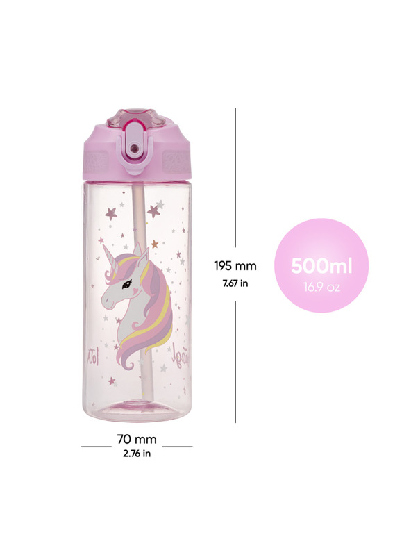 BAAGL  BAAGL Tritan-Trinkflasche mit Strohhalm Rainbow Unicorn 500 ml