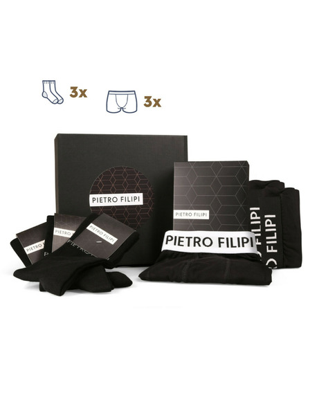 Pietro Filipi Herren-Geschenkset Dreier-Set - Boxershorts und Dreier-Set - Socken Pietro Filipi schwarz