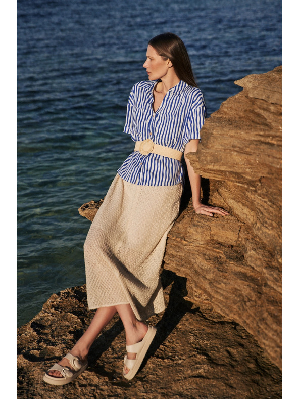 Moodo Beiger Gürtel mit runder Schnalle