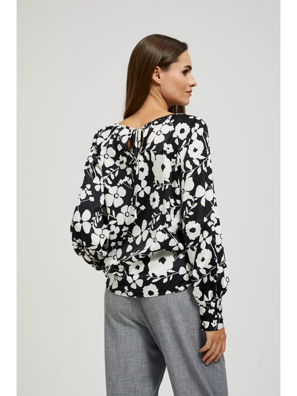 Moodo Schwarz-weiße Blumenbluse von Moodo