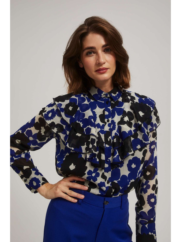 Moodo Bunte Bluse mit Volant