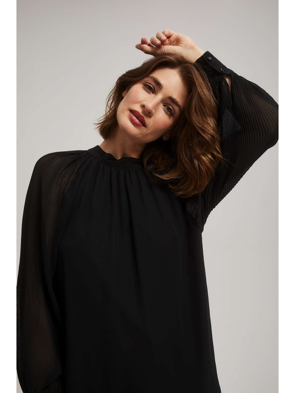 Moodo Schwarze Bluse mit transparenten Ärmeln