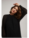 Moodo Schwarze Bluse mit transparenten Ärmeln