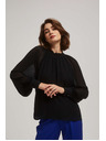 Moodo Schwarze Bluse mit transparenten Ärmeln