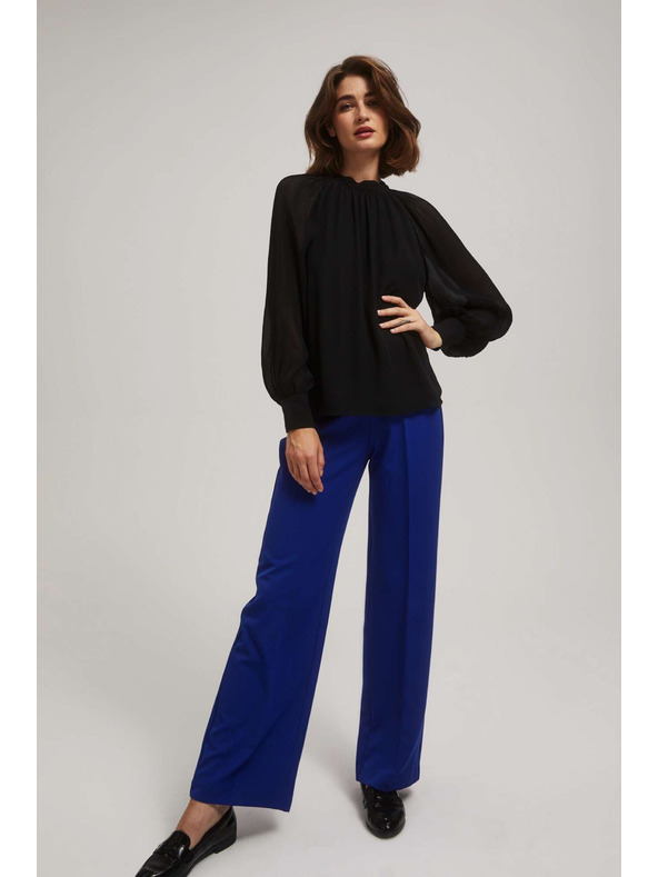 Moodo Schwarze Bluse mit transparenten Ärmeln