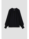 Moodo Schwarze Bluse mit transparenten Ärmeln