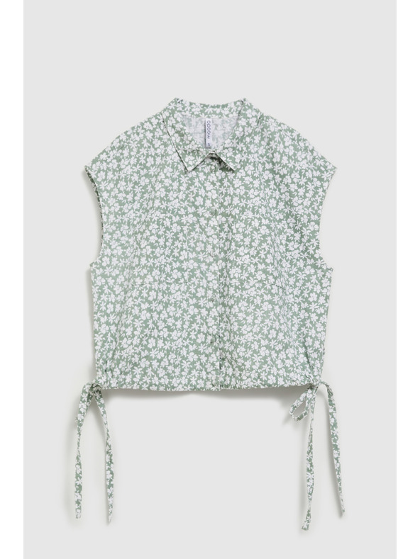 Moodo Gemusterte Bluse zum Binden